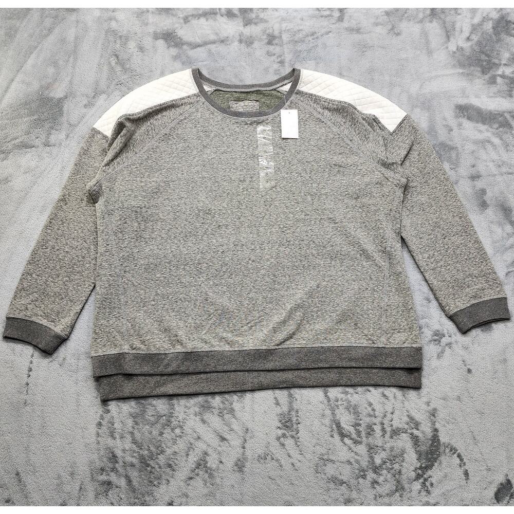NEW Central Park Sweatshirt Womens 2X Gray White Pullover Crew Neck High Low Hem